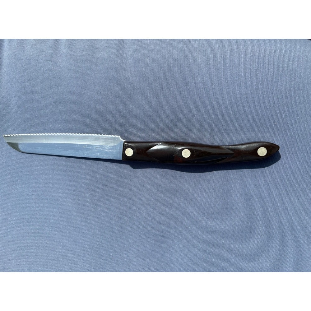 CUTCO 3721 KK Santoku Style Trimmer Serrated Knife Classic Brown Handle - Picture 4 of 5